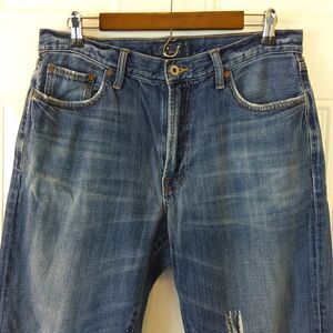 Lucky Brand 181 relaxed Straight distressed five pocket blue denim jeans